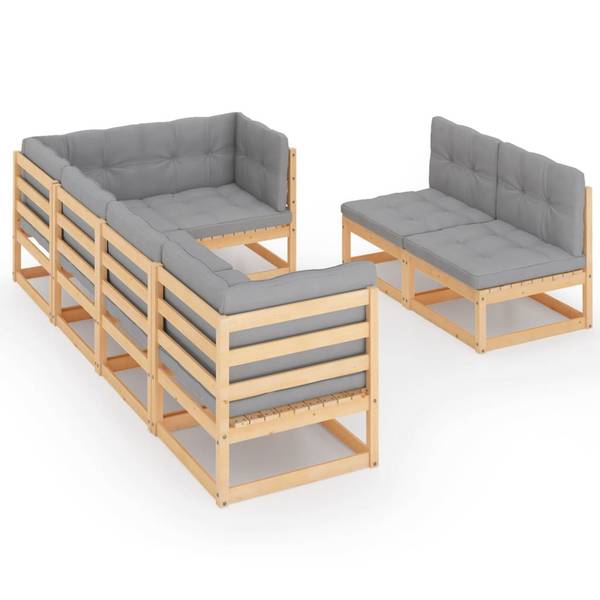 Garten-Lounge-Set 3009793 (7-teilig) Braun - Polyester - Kiefer - 70 x 67 x 70 cm