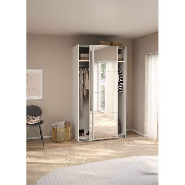 Schiebetürenschrank Catania (2-türig) Weiß - Holzwerkstoff - Textil - 119 x 221 x 67 cm