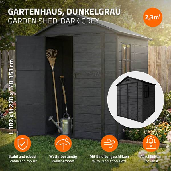 Abri de jardin ARBOR-S Gris foncé
