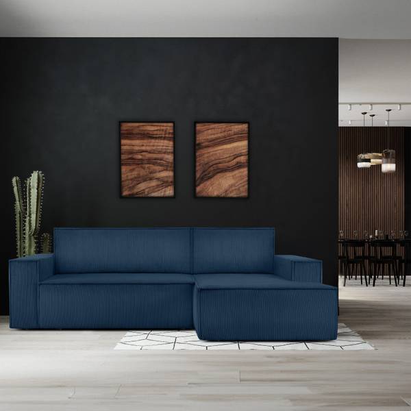 Hoekbank rechts NAPI marineblauw - armleuning aan beide zijden monteerbaar - hoek vooraanzicht rechts - ottomane vooraanzicht rechts