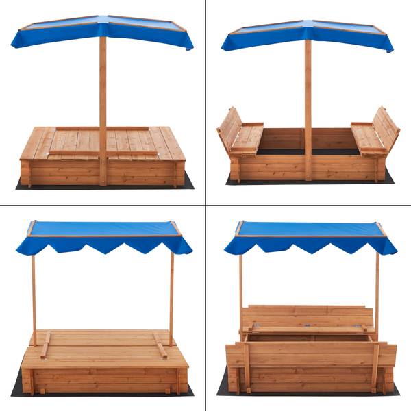 Sandkasten Kellenhusen Braun - Holz teilmassiv - 120 x 120 x 120 cm