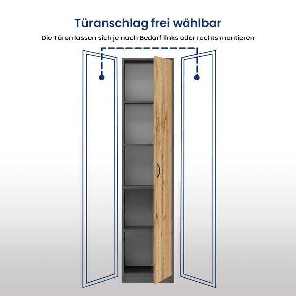 Mehrzweckschrank Melvin Braun - Grau - Massivholz - 35 x 180 x 40 cm