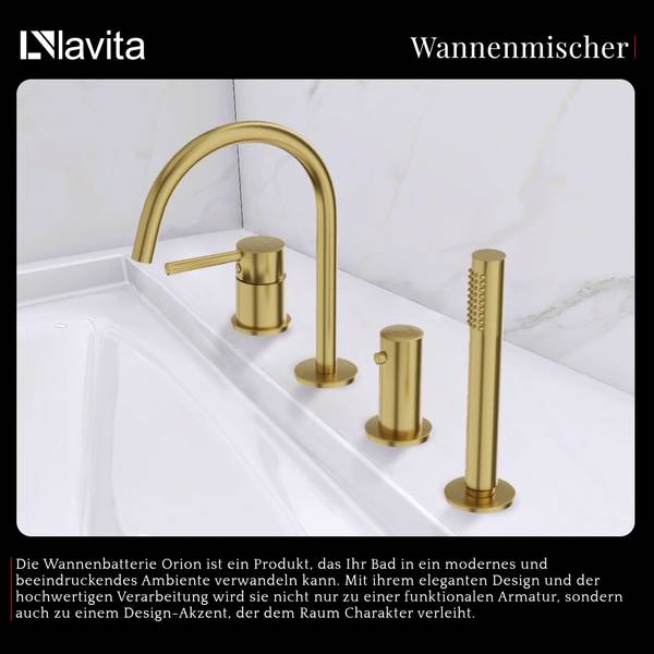 4-Loch-Wannenarmatur Orion Gold - Metall - 50 x 22 x 20 cm