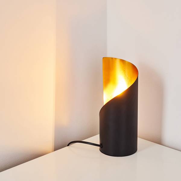 Tischleuchte Barberino Schwarz - Gold - Metall - 12 x 24 x 12 cm