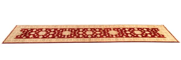 Loper Vloerkleed Ziegler XXXVII rood - wol - 62 x 1 x 306 cm