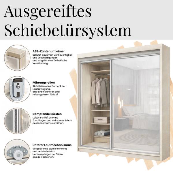 Schwebetürenschrank mit Schubladen LAOS Schwarz - Weiß - Breite: 240 cm