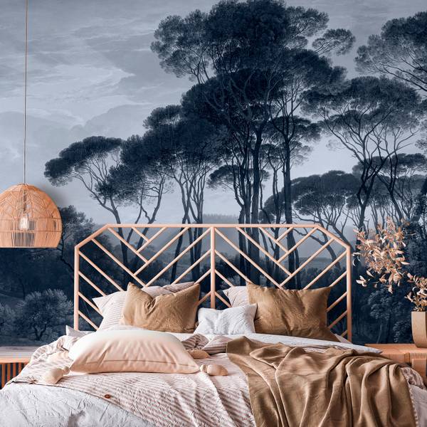 Panorama-Tapete Ombrelli Blau