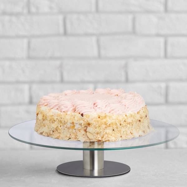 Drehbare Tortenplatte im 2er Set Silber - Glas - Metall - 30 x 7 x 30 cm