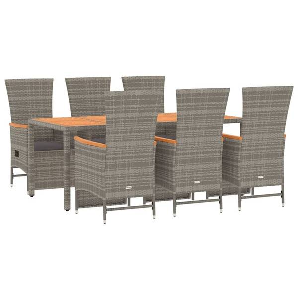 Garten-Essgruppe 3028994-2 (7-teilig) Grau - Polyester - Akazie - Stahl - 190 x 75 x 90 cm