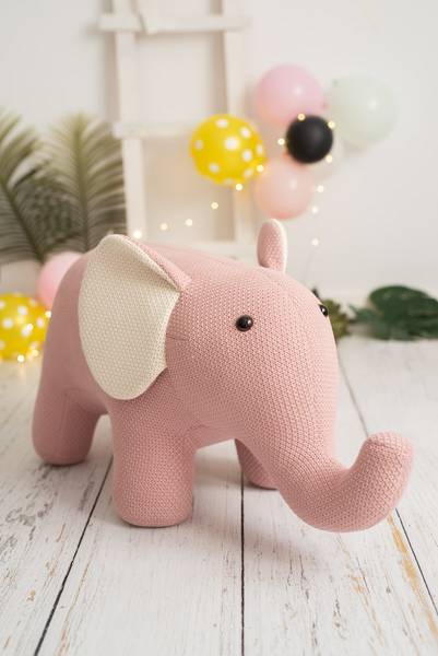 Schaukeltier Elefant Pink - Baumwollstoff - 35 x 48 x 90 cm