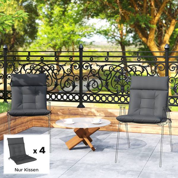 Outdoor Sitzkissen 84G-972V00CG 4er Set Grau - Textil - 53 x 8 x 112 cm