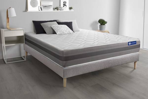 Bettgestell und Matratze Actilatex rela Grau - Massivholz - 130 x 53 x 200 cm