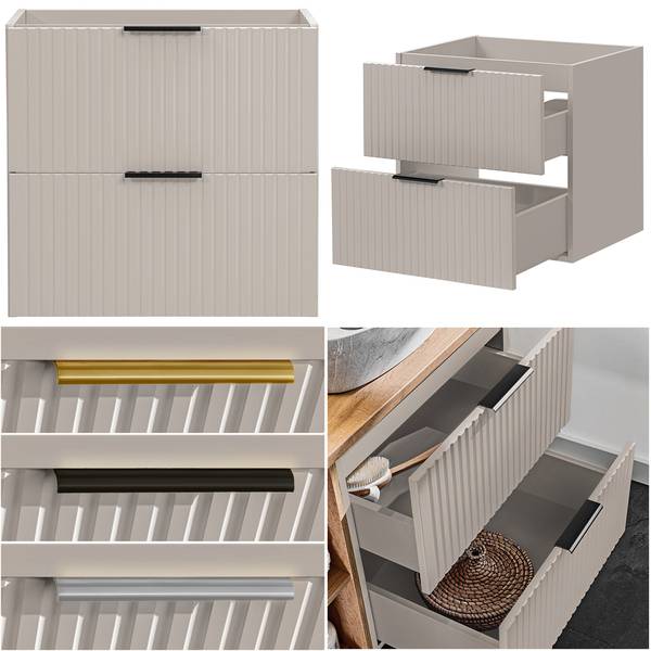 Badmöbel-Set ADELAIDE-56-54 2er-Set Beige - Holzwerkstoff - 60 x 200 x 47 cm