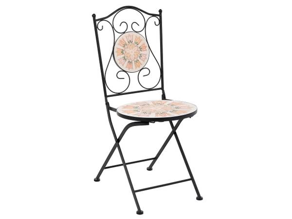 Gartenset SETTALA 3-tlg Beige - Schwarz - Orange - Weiß - Metall - 60 x 60 cm