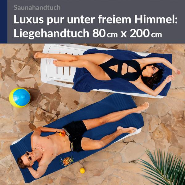 Saunahandtuch London 2er-Set Blau - Frottee - 80 x 1 x 200 cm