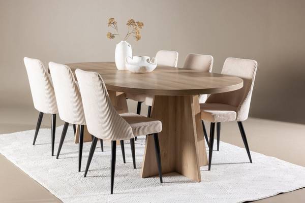 Essgruppe Bootcut + Leone (7-teilig) Braun - Cord - 230 x 76 x 115 cm