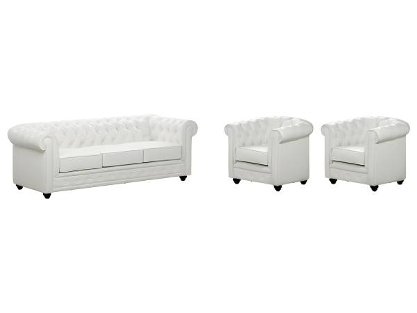 Couchgarnitur CHESTERFIELD 3er-Set Weiß - Anzahl Teile im Set: 3