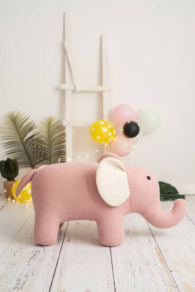 Schaukeltier Elefant Pink - Baumwollstoff - 35 x 48 x 90 cm