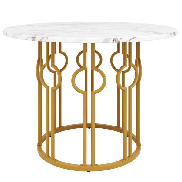 Esstisch Brigvens Gold - Weiß - Holzwerkstoff - Metall - 14 x 76 x 100 cm