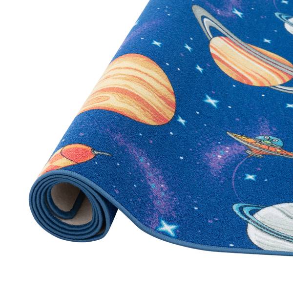 Kinder Spiel Teppich Weltall Blau 100 x 100 cm