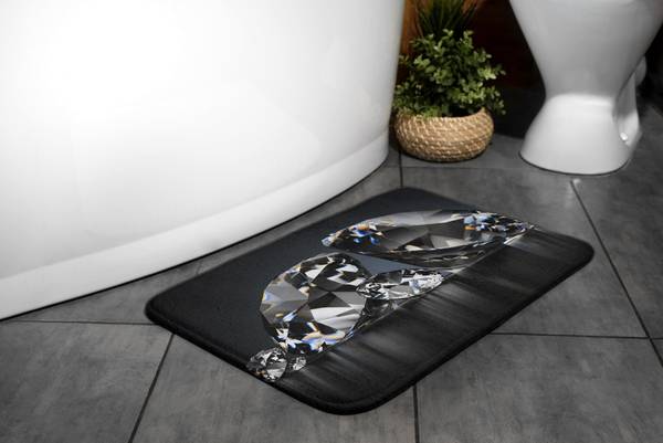 Badteppich Rauten Schwarz - Textil - 90 x 60 x 90 cm