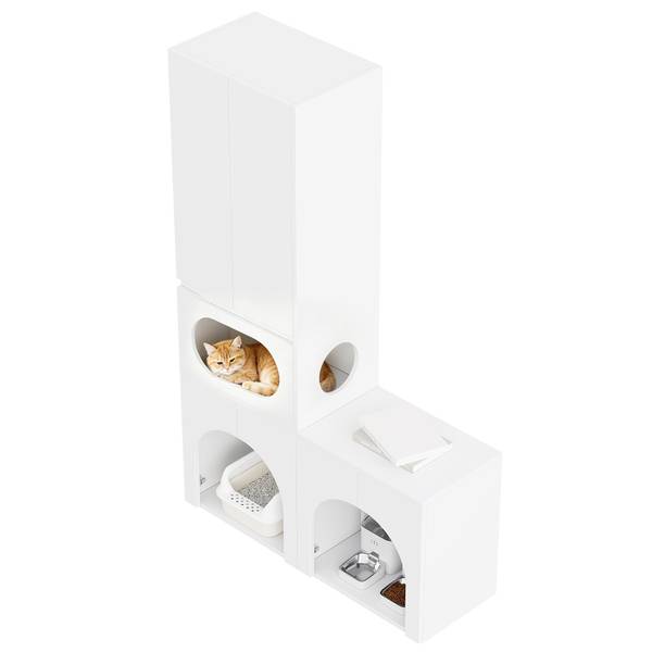 Dierenkast LucyZoo Ⅳ wit - plaatmateriaal op houtbasis - 45 x 195 x 140 cm