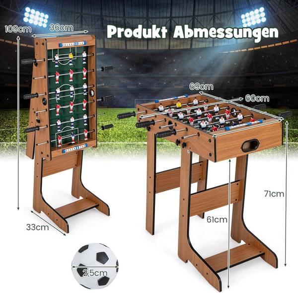 Tischkicker klappbar Braun - Holzwerkstoff - 60 x 71 x 69 cm