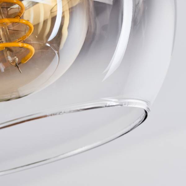 Deckenleuchte Canove Schwarz - Braun - Glas Grau - Holz - 38 x 22 x 38 cm