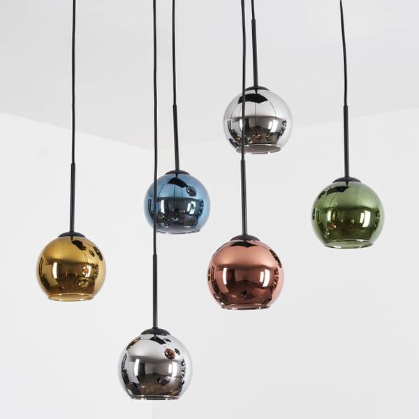 Pendelleuchte Cesaro Blau - Gold - Grau - Grün - Silber - Aluminium - Klarglas - 26 x 120 x 120 cm