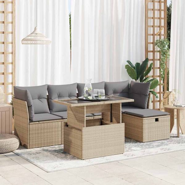 Salon de jardin 3036657-2 (lot de 6) Beige - Gris
