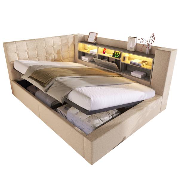 Polsterbett GLOWLEINⅡ Beige - 200 x 140 cm - 158 x 213 cm