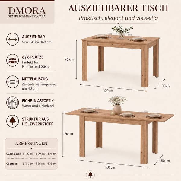 Ausziehbarer Tisch Marudo Dunkelbraun