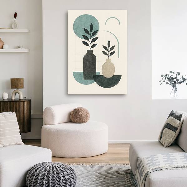 Tableau déco Plantes Vases géométriques 80 x 120 cm