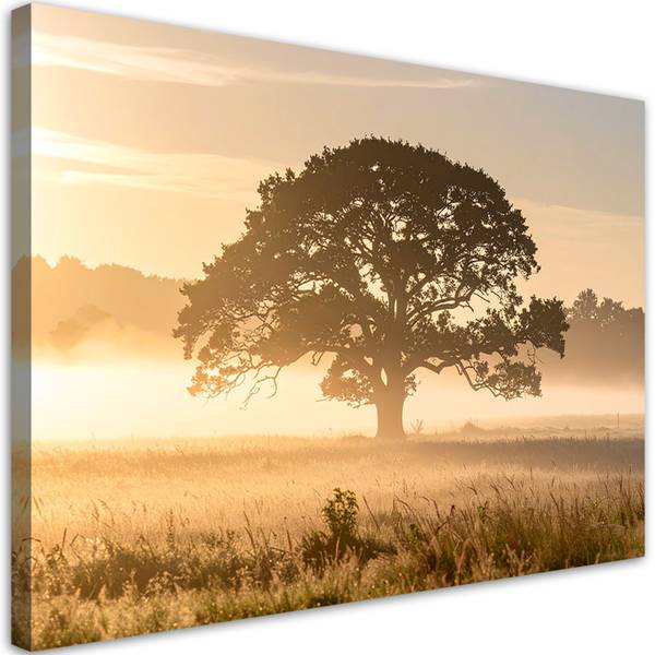Canvas shilderij Bomen beige - polyester - 45 x 30 x 3 cm