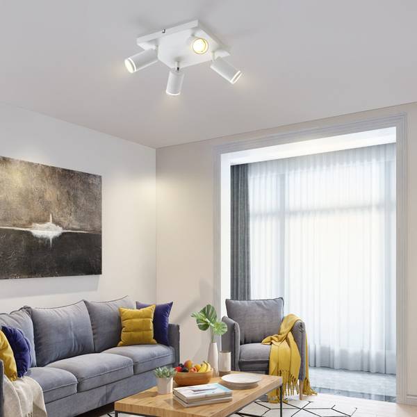 Spot plafond Adelebsen 4 ampoules Blanc - Métal - 25 x 17 x 25 cm