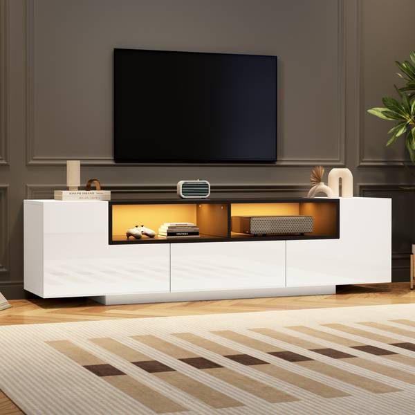 Meuble TV Ourea Ⅰ Blanc - Bois manufacturé - 40 x 48 x 180 cm