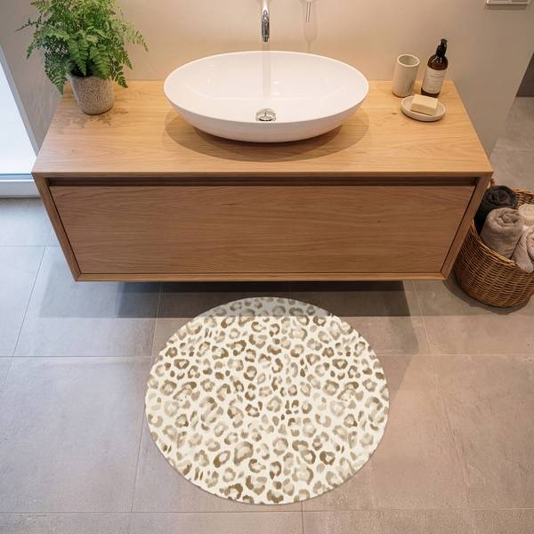 BADEMATTE Leopard Braun - Microfaser - 70 x 70 x 1 cm
