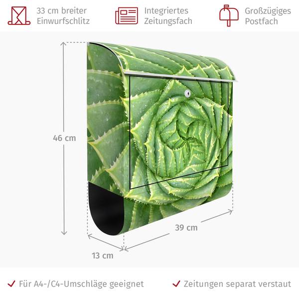 Briefkasten Spiral Aloe Grün - Stahl - 39 x 46 x 13 cm