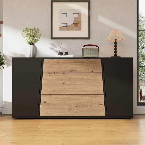 Sideboard Philotes Ⅵ Schwarz - Braun - Holzwerkstoff - 140 x 70 x 35 cm