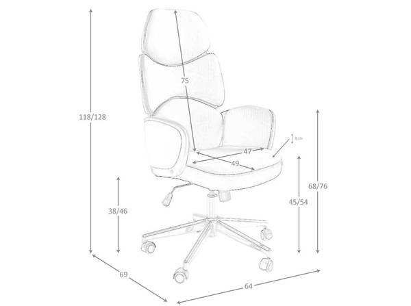 Bureaudraaistoel 4142 grijs - PVC - 64 x 118 x 69 cm