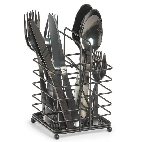 Utensilienhalter, Metall, schwarz Schwarz - Metall - 12 x 18 x 12 cm