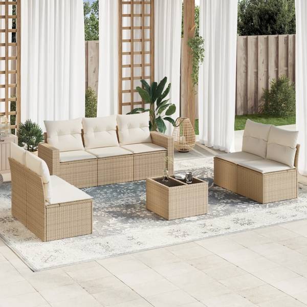 Salon de jardin 3034308-2 lot de 8 Beige - Crème