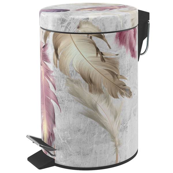 Kosmetikeimer Federn Beige - Grau - Violett - Metall - Kunststoff - 17 x 25 x 25 cm