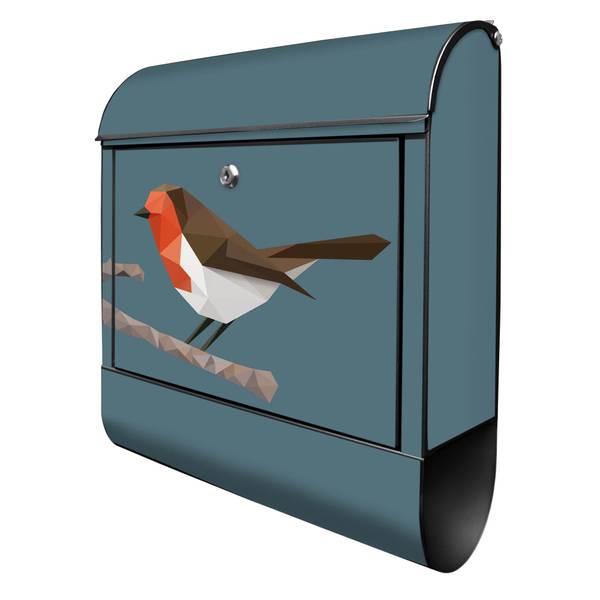 Briefkasten Stahl abstrakter Vogel Schwarz - Stahl - 38 x 46 x 13 cm