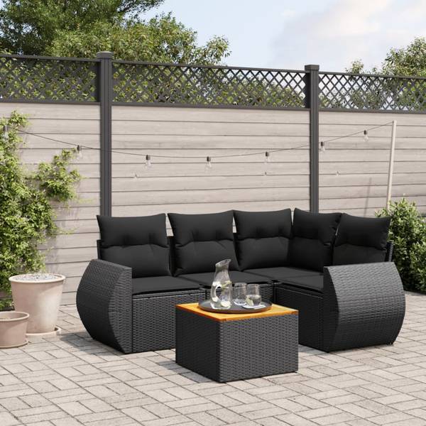 Salon de jardin 3034756 (lot de 5) Noir - Polyester - Acacia - Acier - 62 x 69 x 62 cm