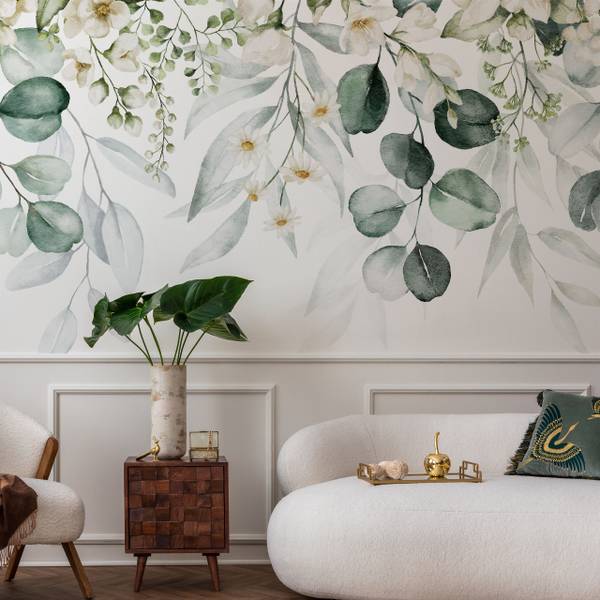 Vlies-Fotobehang AQUARELBLADEREN Bloemen 460 x 300 x 300 cm