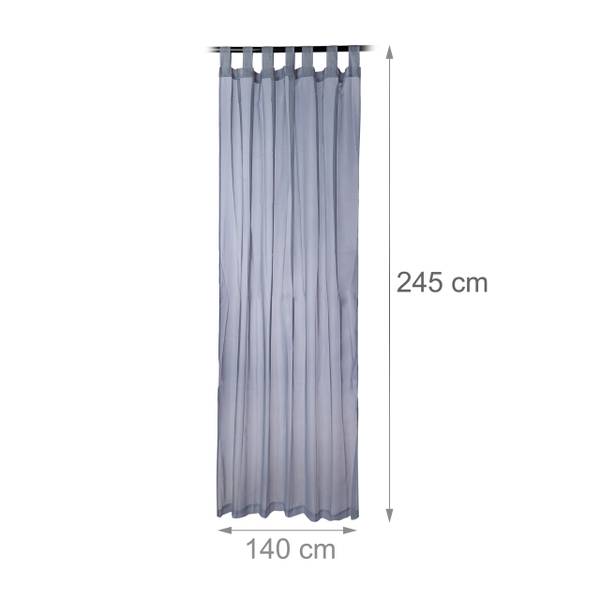 Vorhänge mit Schlaufen im 2er-Set Silber - Polyester - 140 x 1 x 245 cm