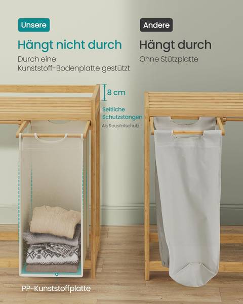 Wäschekorb 100731 Weiß - Holzverbundwerkstoff - 87 x 35 x 12 cm