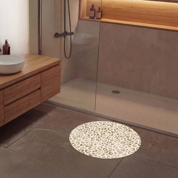 BADEMATTE Leopard Braun - Microfaser - 70 x 70 x 1 cm