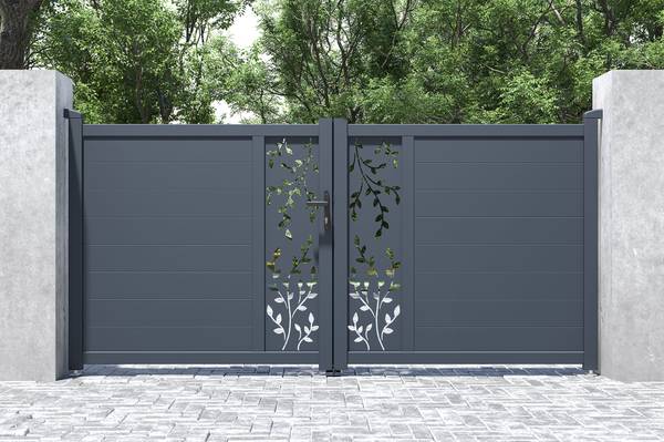 Portail battant ajustable FOLYA Gris - Aluminium - 300 x 146 x 0 cm